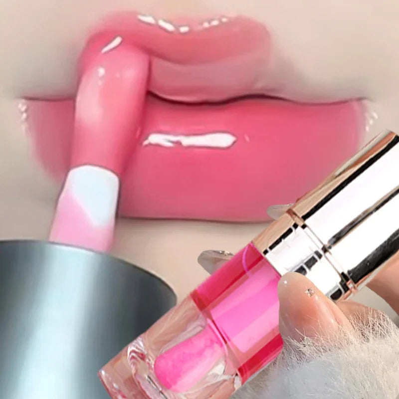Water Mirror Lip Gloss Transparent Colored Glass Lip Oil Waterproof Lasting Moisturizing Lip Plumper Lipstick Makeup Cosmetics