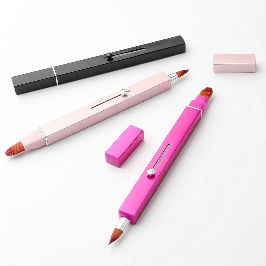 Retractable Lip Makeup Brush Lipstick Lip Gloss Brush Telescopic Dual Use Lip Brush Beauty Tools With Protect Cap