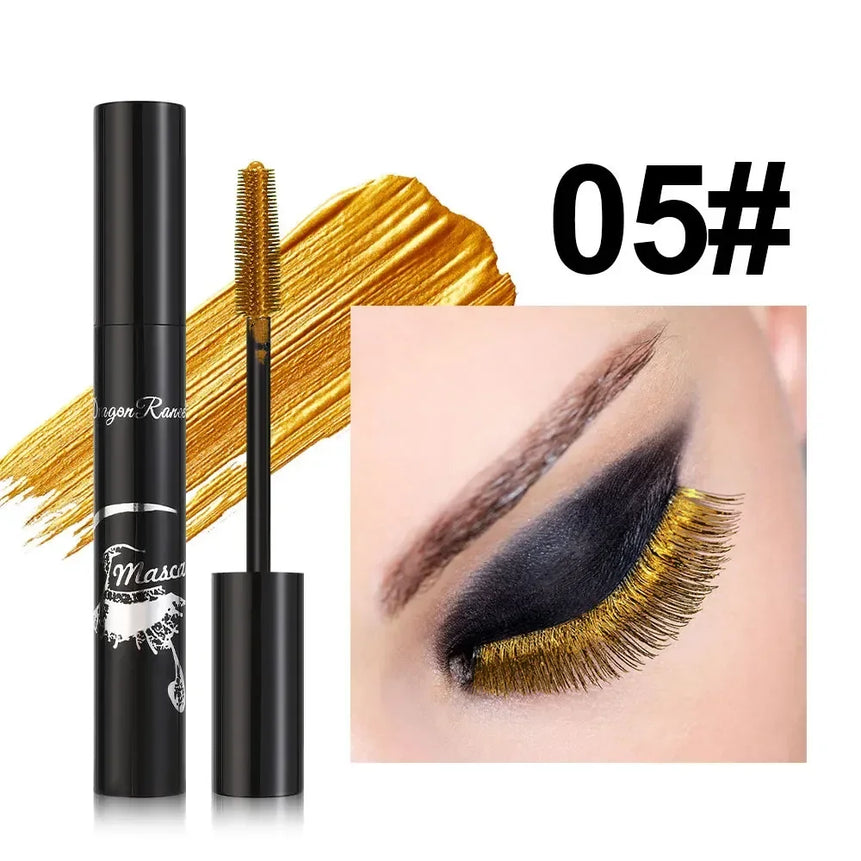 Colorful Mascara Blue Gold Pink Glitter Shimmer Mascara Waterproof Lasting Thick Curling Lengthen Eyelash Extension Mascara