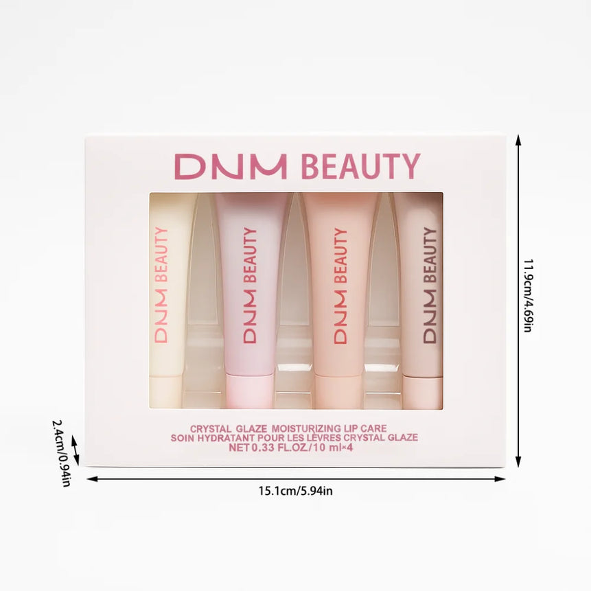 4PCS Moisturizing Mirror Lip Gloss set Lip Vanilla Pink Sugar Coffee Cake Smell Lipstick Transparent Oil Makeup Christmas gift