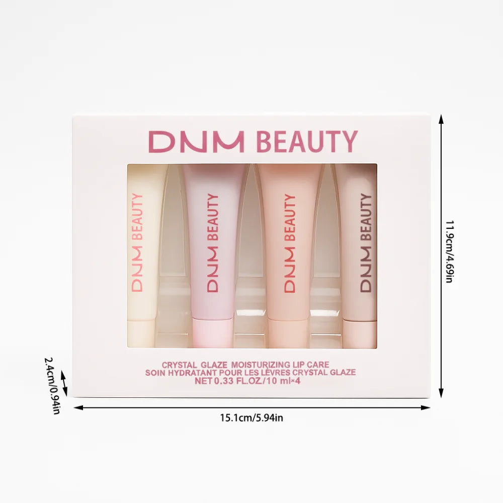 4PCS Moisturizing Mirror Lip Gloss set Lip Vanilla Pink Sugar Coffee Cake Smell Lipstick Transparent Oil Makeup Christmas gift