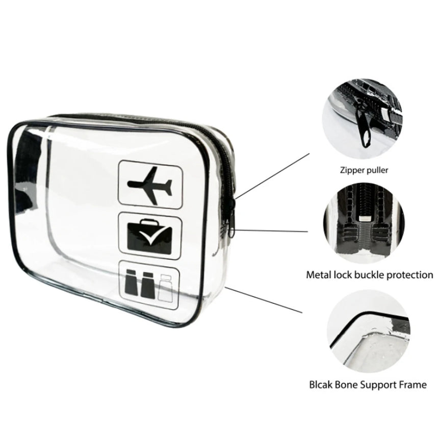 YANZAI Transparent Zipper Makeup Bag Organizer Box Men Women Travel Clear Cosmetic Bag Waterproof Toiletry Wash Make Up Bags