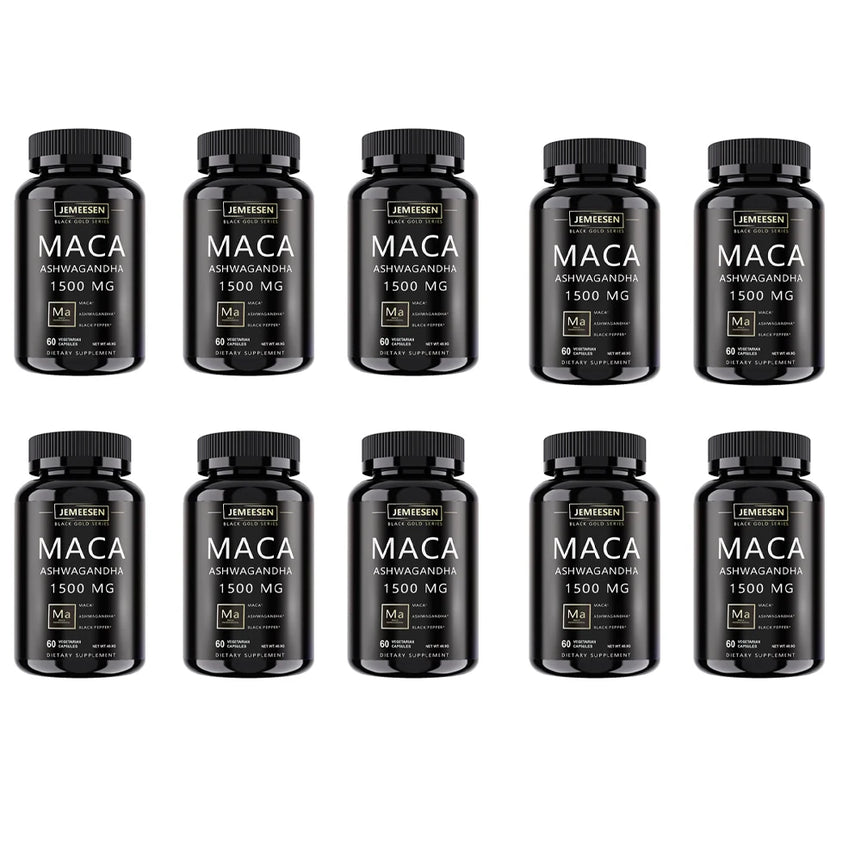 Organic Maca Root Powder Capsules 1500mg containing  Maca Root Extract,Ashwagandha,Black Pepper, Supplements for Men