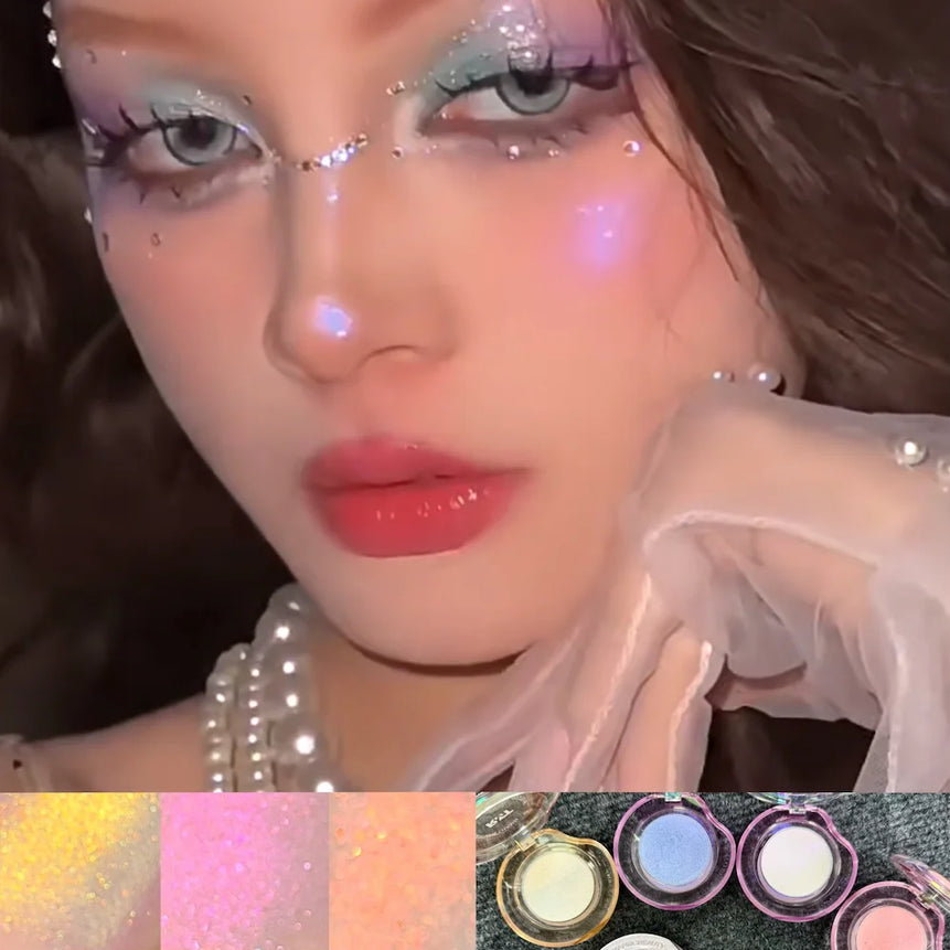 RMT High Gloss Chameleon Highlight Matte Purple Fine Powder Cream Blusher Shiny Face Brightening Integrated Plate ROMATIC Makeup