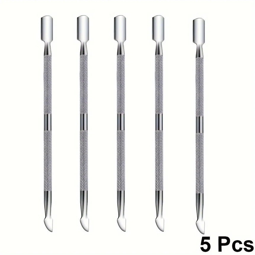 3/5/10pcs Stainless Steel Cuticle Pusher Metal Double-ended Spoon Remover Kit Dead Skin Push Nail Art Cleaning Tools manicure