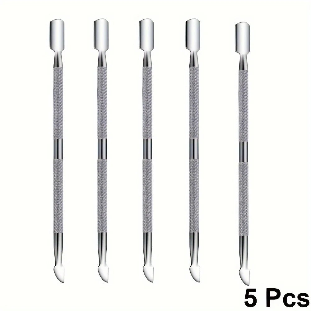 3/5/10pcs Stainless Steel Cuticle Pusher Metal Double-ended Spoon Remover Kit Dead Skin Push Nail Art Cleaning Tools manicure