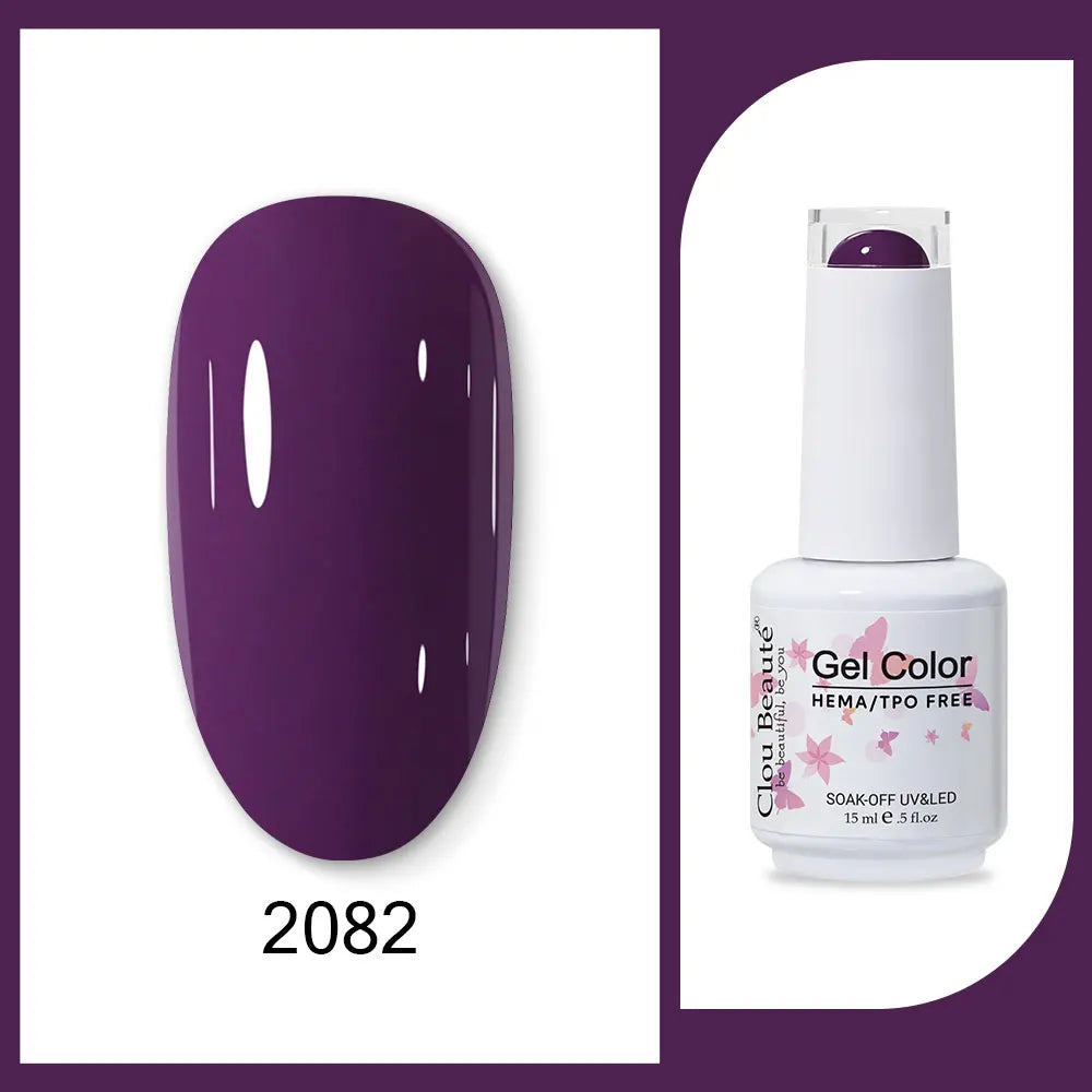 Clou Beaute 15ml Red Black White Green Neon Gel Nail Polish Base Top Coat Velvet Top 400 Colors Semi Permanent Gel Nail Varnish