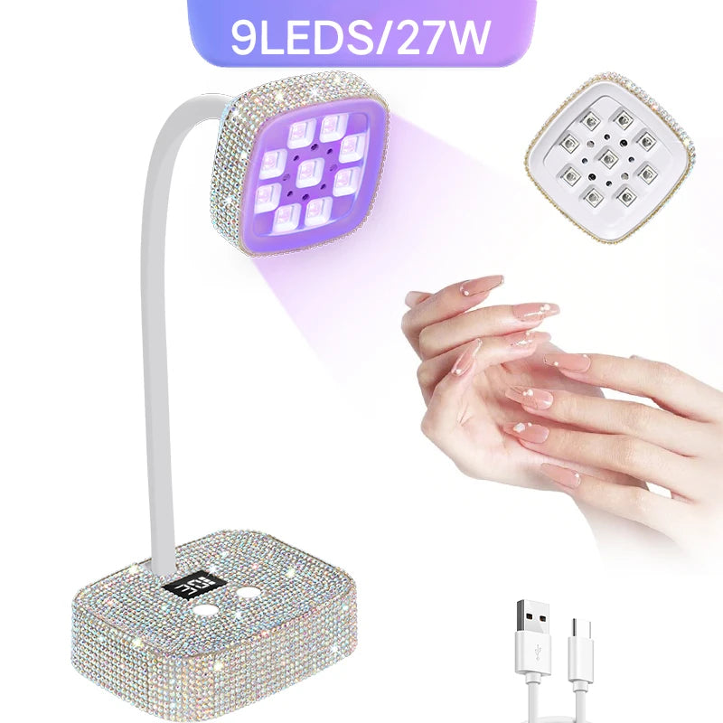 Wireless Nail Lamp LED UV Nail Dryer Rechargeable With Auto Sensor Touch Control Fast Drying Nail Light 360° Bendable Table Lamp