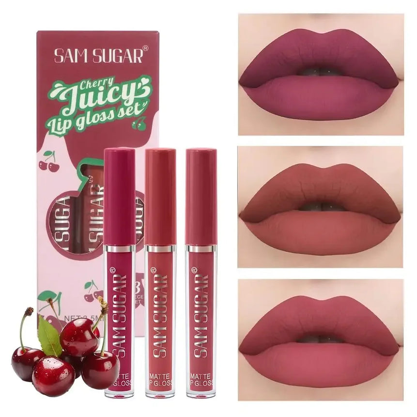 Velvet Matte Lip Gloss Liquid Lipstick Moisturizing Long Lasting Non Stick Cup Glaze Rich Color Set Sexy Fruit Juicy