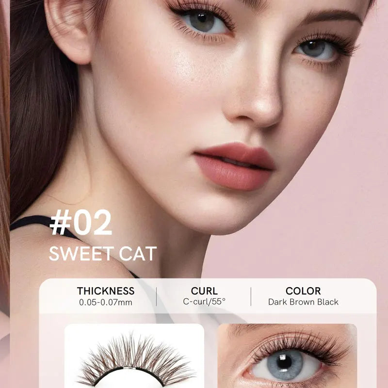 Magnetic Eyelashes 1/2 Pairs Handmade 3D Mink Lashes Reusable False Eyelashes Set Natural Long Fake Eyelash Makeup Tweezers Tool