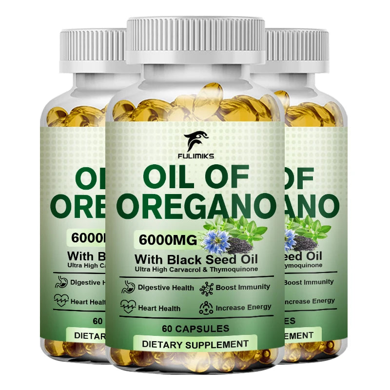 Oil of Oregano Softgels – Organic Oregano Oil Capsules with Black Seed Oil, Immune & Digestive Support, Antioxidant Support