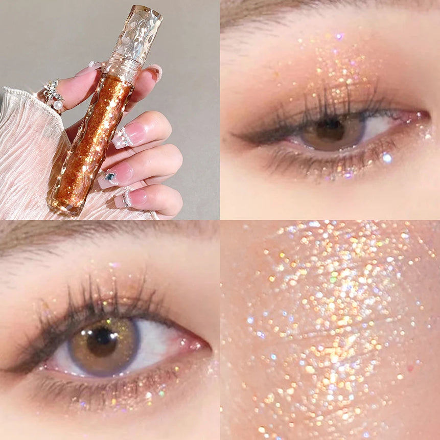 Flowing light, sparkling liquid eye shadow, pearlescent, broken diamond, high-light lying silkworm monochrome eye shadow liquid