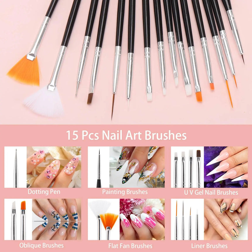 5/36 Pcs Nail art Brush Set Fine Liner Striping Dotting Silicone Tools 3D Gel Pen Acrylic Design Brushes for Home Use