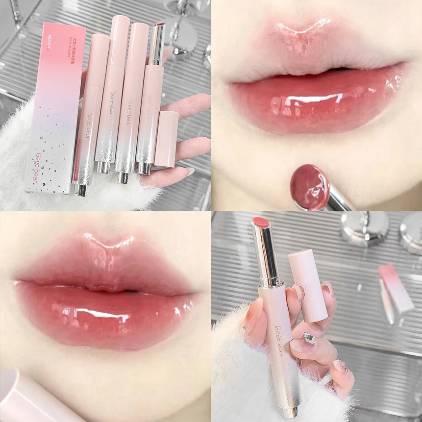 Snowy Design Solid Watery Lipstick Mirror Moisturizing Nourishing Lip Balm Beautiful Colors Suitable for Winter