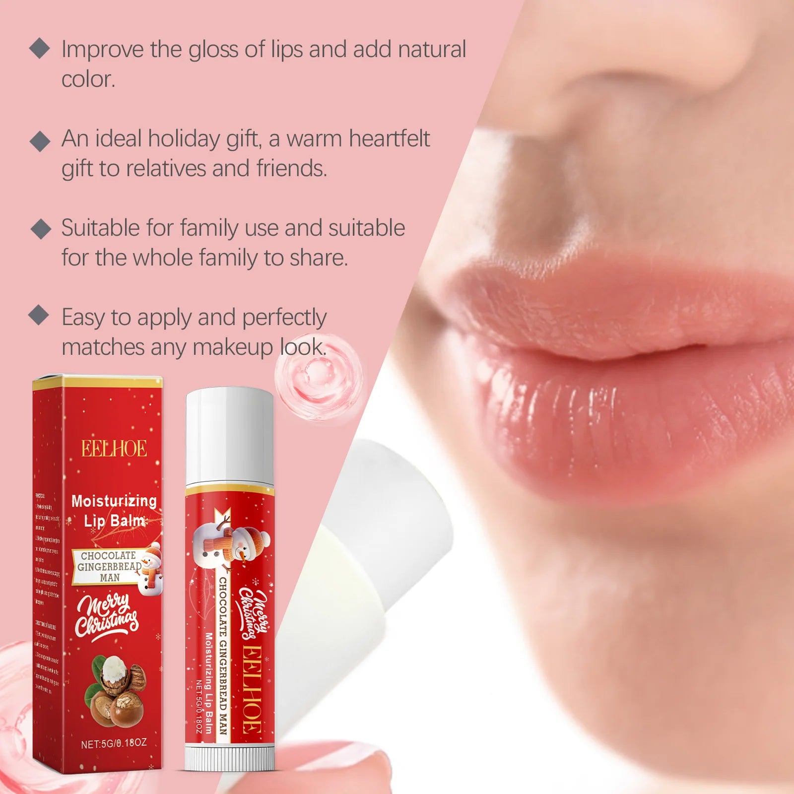 Festive Christmas Lip Balm, Intensive Hydrating & Nourishing Lip Care Formula, Soothing Lip Treatment Stick, Holiday Limited Edi