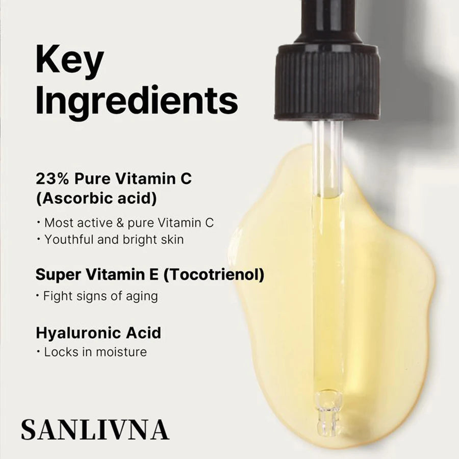 23% Vitamin C Face Serum for Dark Spot Removal and Skin Brightening, Anti-Aging Face Serum, Whitening Formula, Glass Skin Care