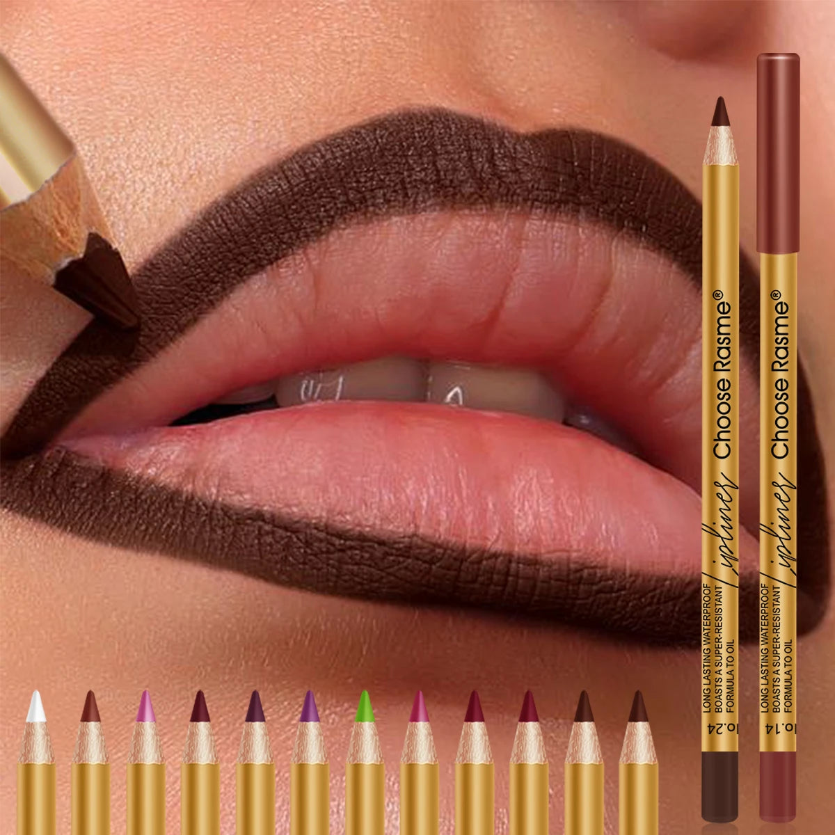 12-color matte lip liner, plumps lips, long-lasting, waterproof, smudge-proof, a must-have for dates and parties