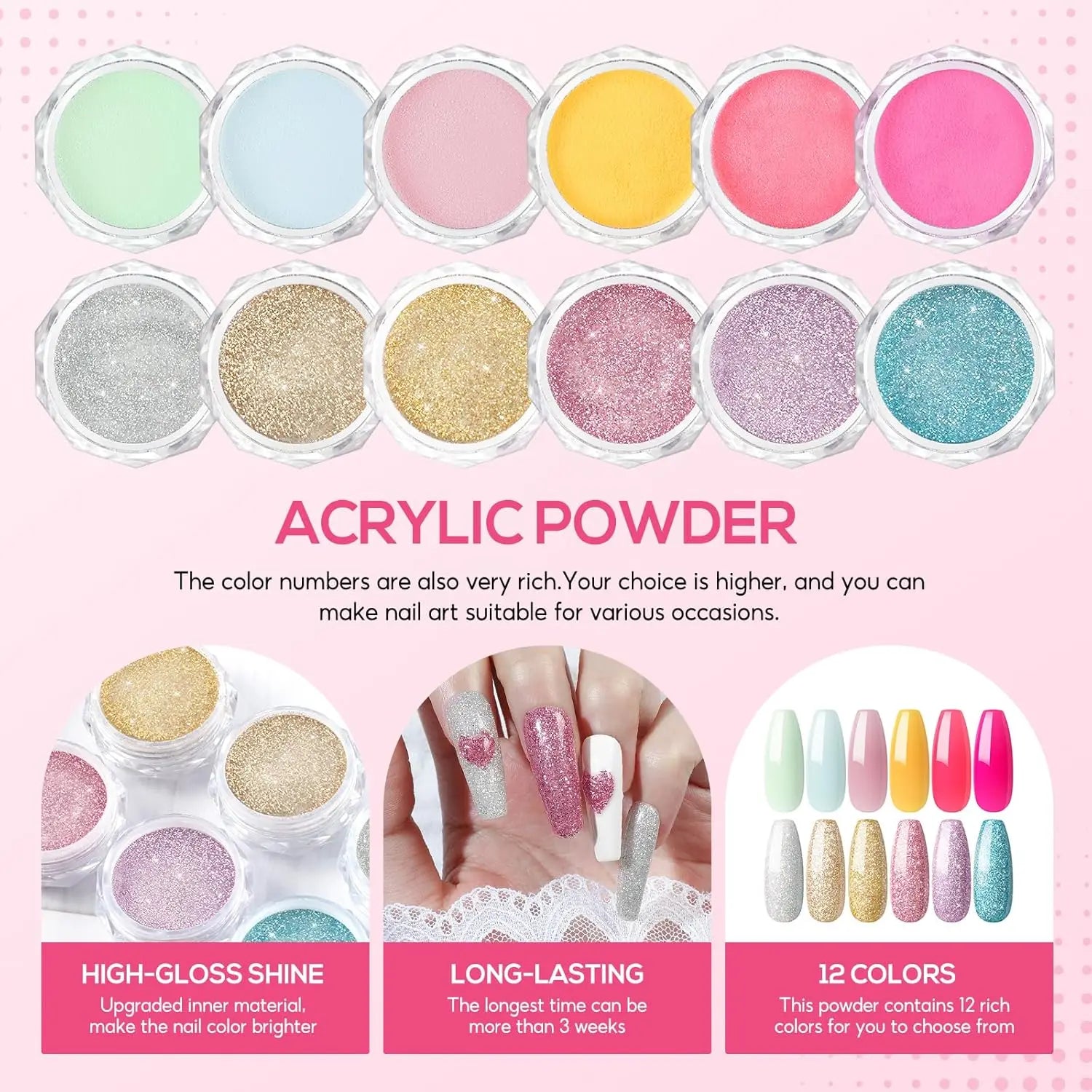 Acrylic Nail Kit for Beginners with Everything Nails Kit Acrylic Set with Drill and U V Light Professional Glitter Powder Decora