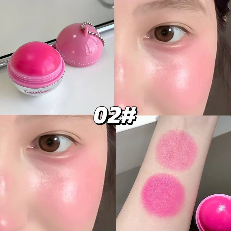 Gege Bear Juice Blush Ball Water Light Blusher Brightening Face Easy Color Multi-Use Blush Makeup Suitable for Lips and Cheeks