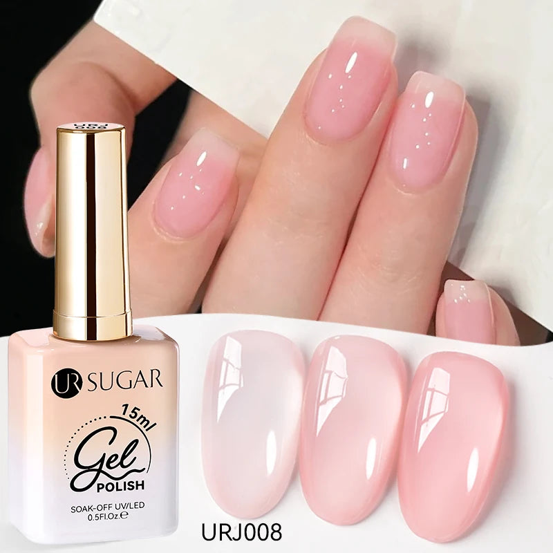 UR SUGAR 15ml Crystal Milky Jelly White Nude Gel Nail Polish Transparent Semi-permanent UV Gel Nail Art Soak Off Gel Varnish