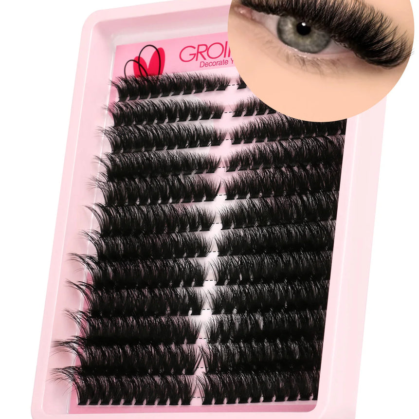 GROINNEYA Lashes Clusters Cat Eyelashes Wispy Individual Lashes Extensions Volume Fluffy Clusters Lashes DIY Eyelashes Makeup