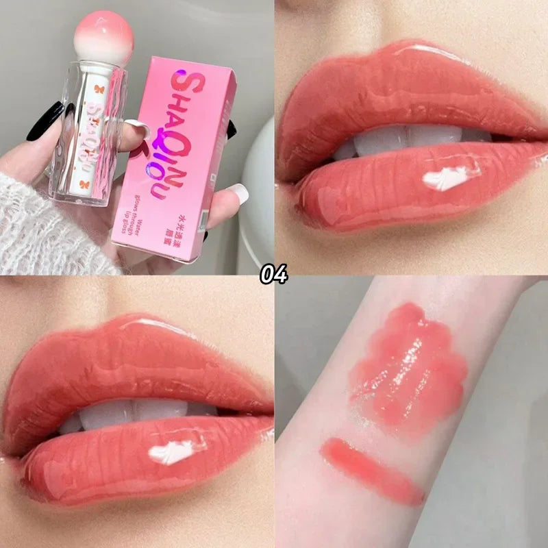 SHAQINUO Shiny Transparent Lip Gloss: Moisturizing Matte Mist Finish Pink Tone Plumping Luminous Lip Gloss
