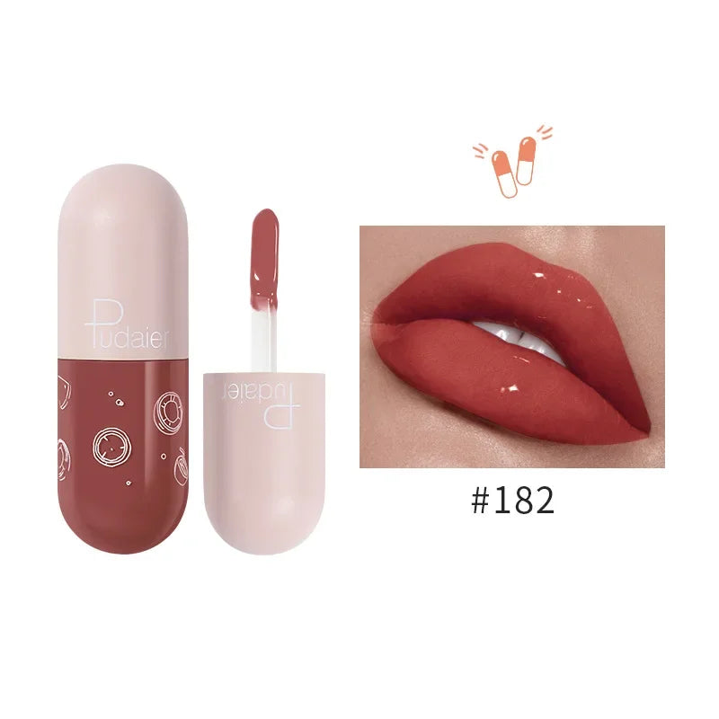 Mini Capsule Mirror Liquid Lipstick Lip Glaze Non-stick Cup Does Not Fall Color Lip Gloss Lip Stick Women Makeup