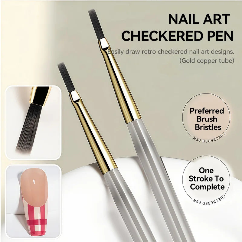 Professional Nail Art Brush Tip Painting Drawing Carving Dotting Pen Flat Fan Liner for Acrylic Gel UV Polish Manicure Tools
