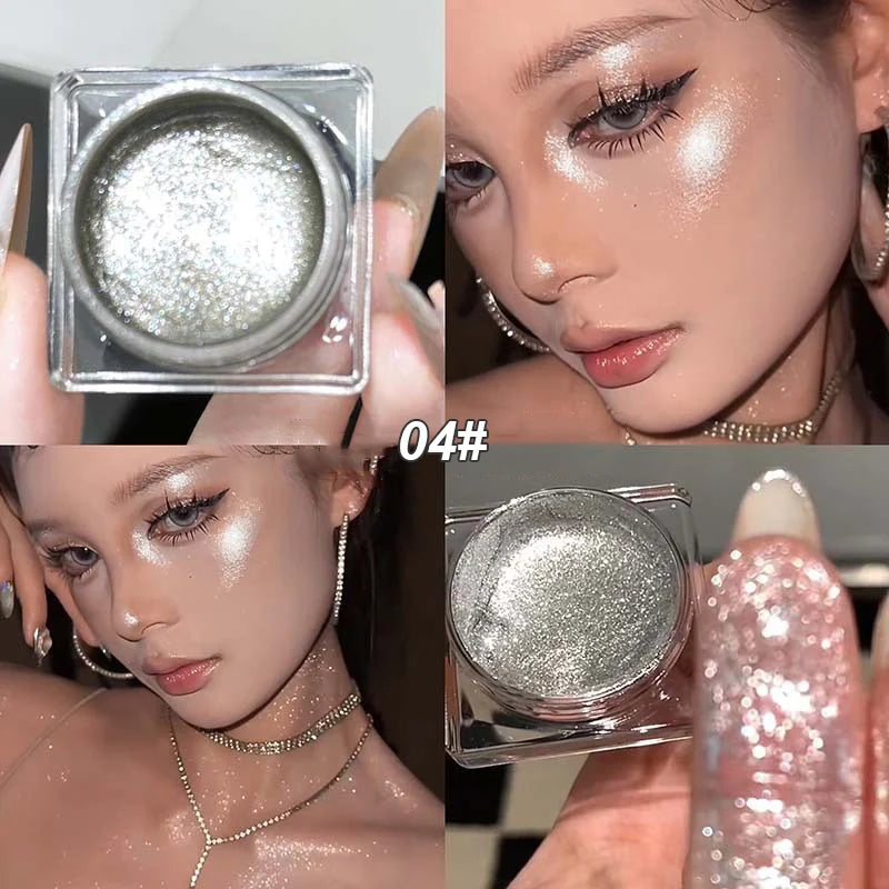 Pearl Gloss Highlighter Paste Makeup Wet Shine Diamond Glitter Eyeshadow Cream Monochrome Crystal Clear Sparkling Highlight Gel