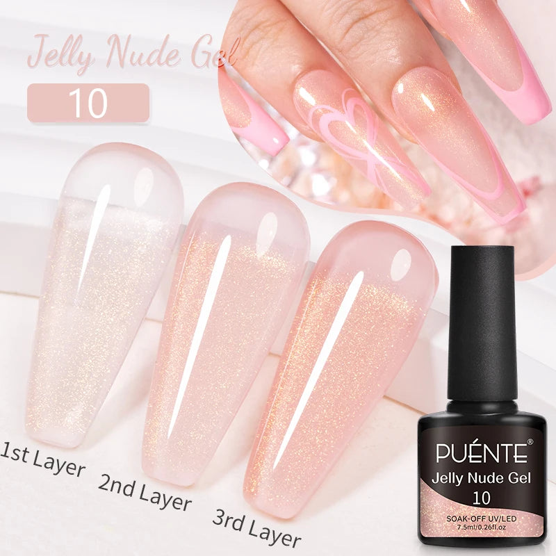 PUENTE Sparkle Platinum Gel Nail Polish 5ML Shiny Gold Silver Glitter Painting Gel Drawing Semi Permanent Varnish For Manicure