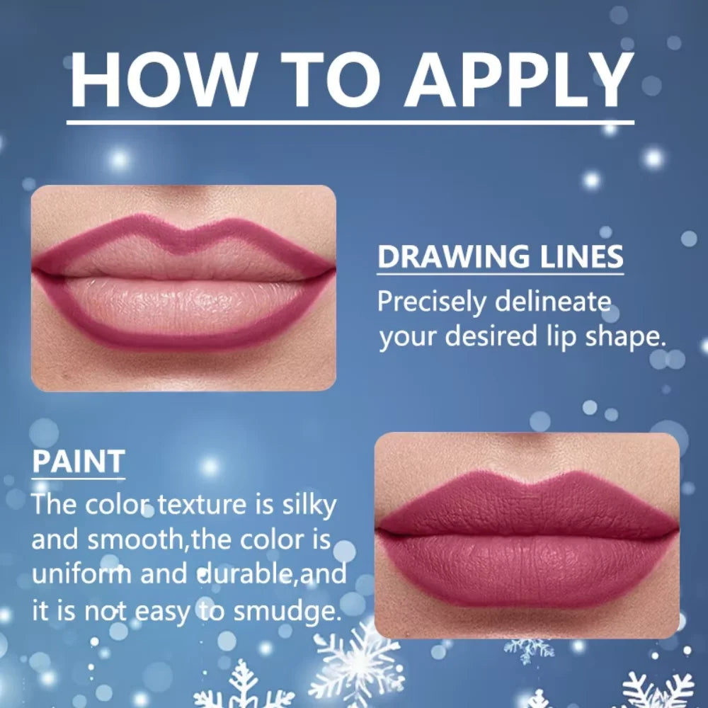 12 Pcs Matte lipliner Christmas Set Lipstick Pen for Women Makeup Hold lipliner Set Christmas Day Cosmetics