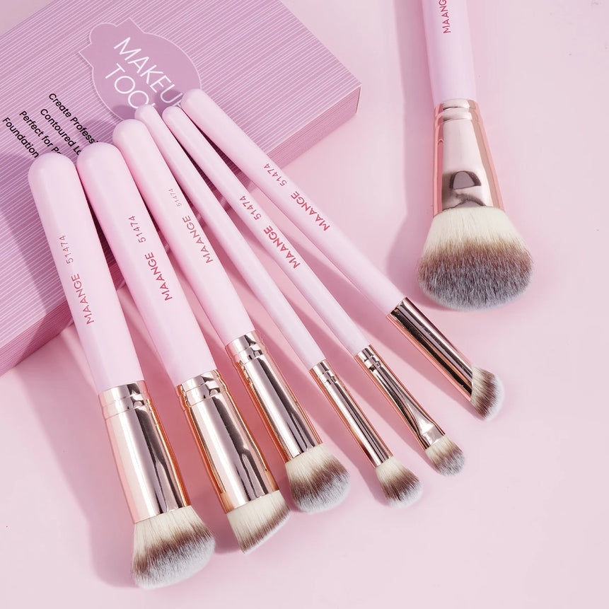 MAANGE 7PCS Makeup Brush Set Foundation Concealer Eyeshadow Makeup Brush for Liquid Cream Soft Dense Cosmetic Makeup Beauty Tool