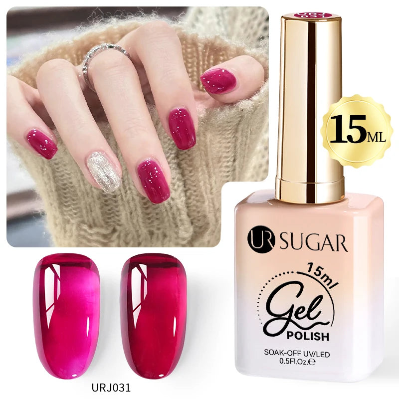 UR SUGAR 15ml Crystal Milky Jelly White Nude Gel Nail Polish Transparent Semi-permanent UV Gel Nail Art Soak Off Gel Varnish