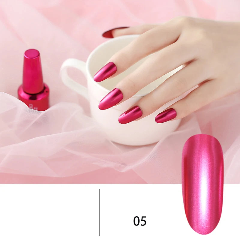 12 Colors Mirror Polish Long-lasting Quick-drying Metallic Silver Purple Rose Gold Nail Polish Is Not Peelable Nails Gel Varnish