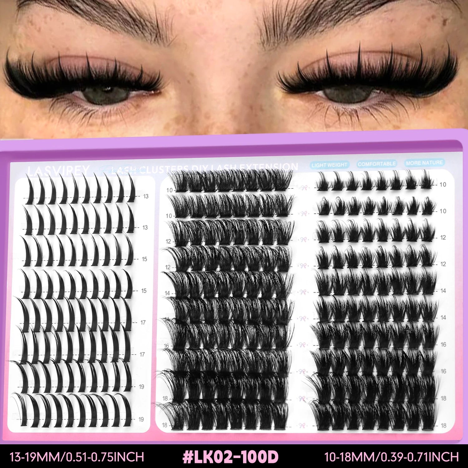 LASVIREY Lash Clusters DIY Spiky Cluster Lashes Mixed Styles Fluffy Volume Clusters Lashes Fluffy Individual Eyelashes Extension