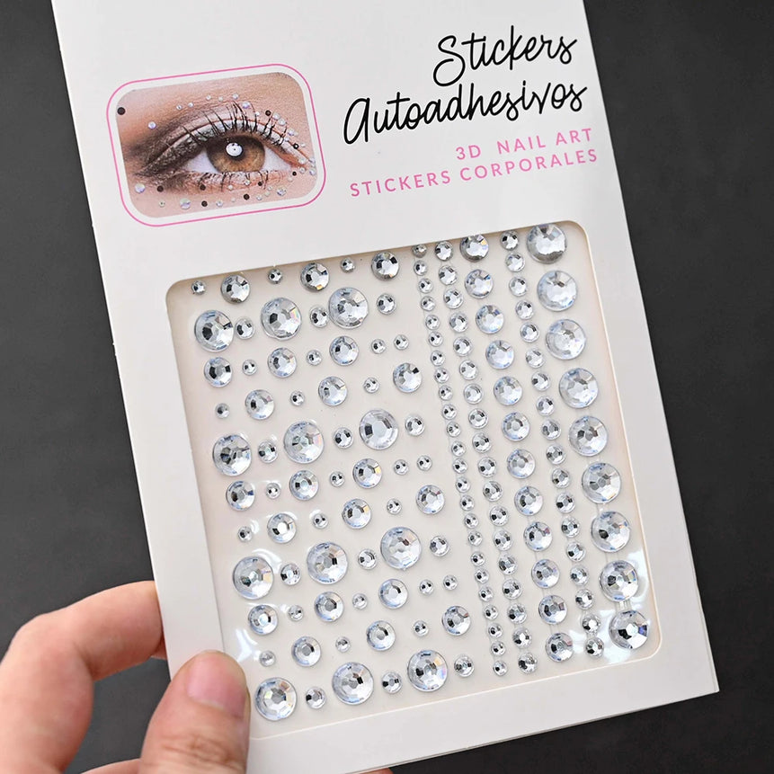 New 3/4/5mm 900pcs Pearl Face Gem Stickers Shining Glittle Self Adhesive Waterproof  Rhinestone Stickers Party Wedding Makeup