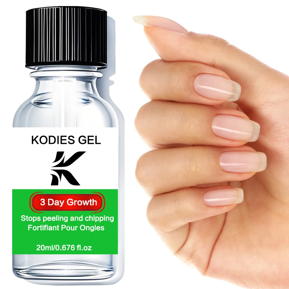 KODIES GEL Natural Pink Nail Strengthener Quick Dry Makeover Ridge Filler Base Oil Nail Hardener Shield Repair Nail Care Lacquer