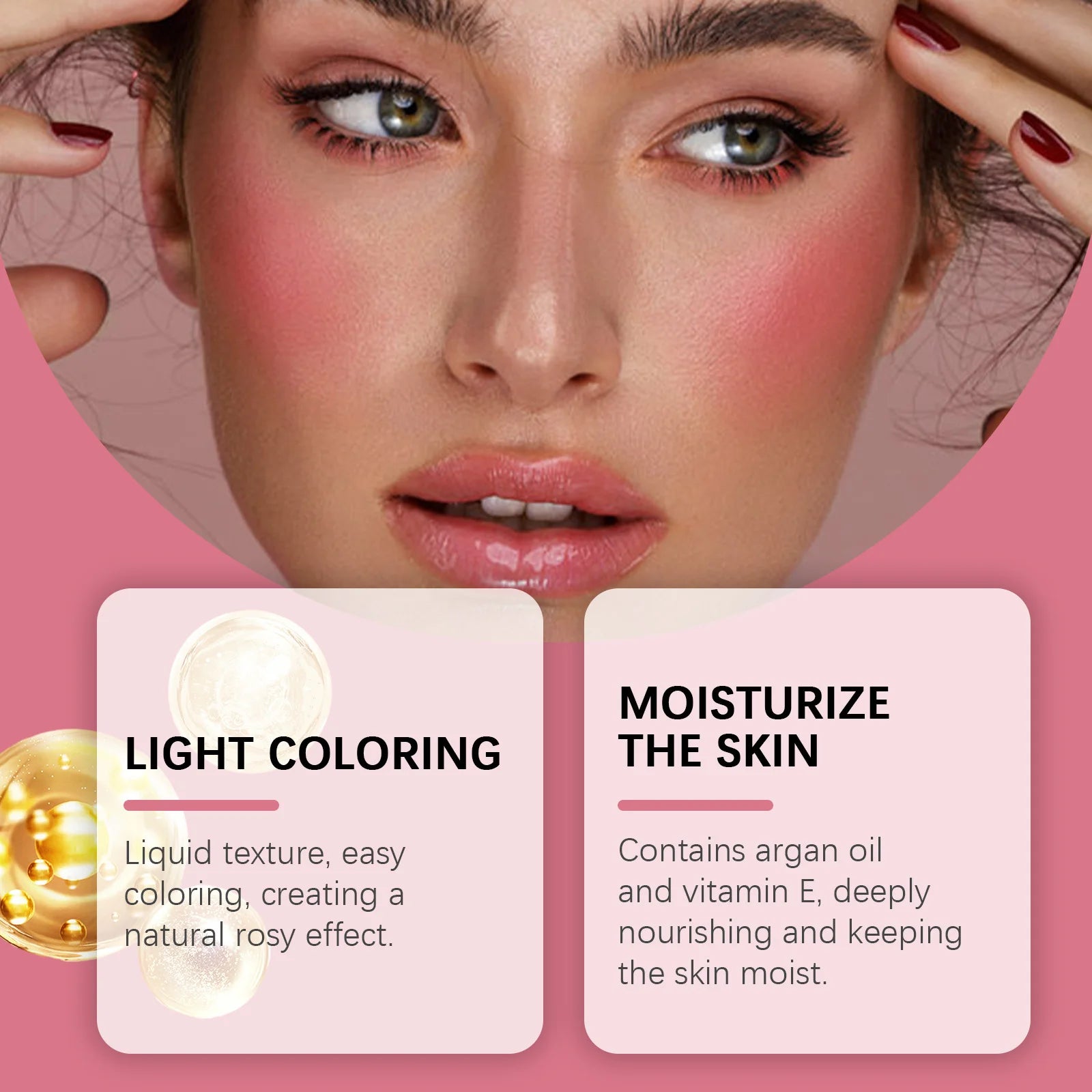 Liquid Blusher Long-Lasting Coloring Antioxidant Healthy Natural Ruddy Cheek Versatile Moisturizing Lipstick Eye Shadow Makeup