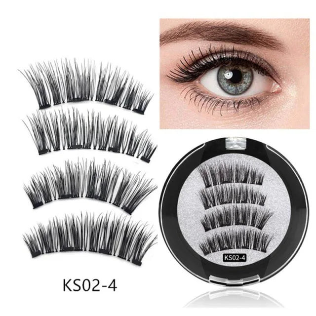 3D Magnetic False Eyelashes Reusable Magnetic Eyelashes With 4 Magnetic Lashes Natural Eyelash Extension Makeup Tools