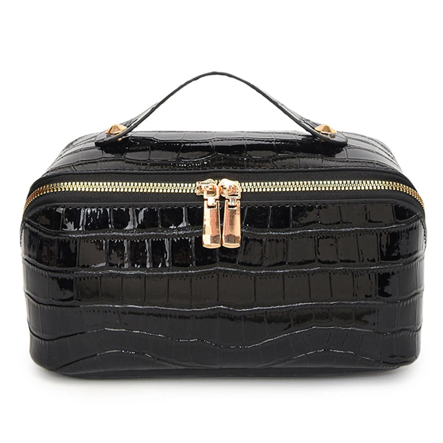 PU Leather Makeup Bag Simple Cosmetic Bag Multi-Compartment Travel Toiletry Bag Makeup Organizer Bag Women Cosmetics Handbag