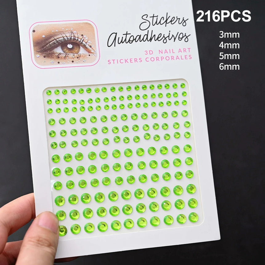 New 3/4/5mm 900pcs Pearl Face Gem Stickers Shining Glittle Self Adhesive Waterproof  Rhinestone Stickers Party Wedding Makeup