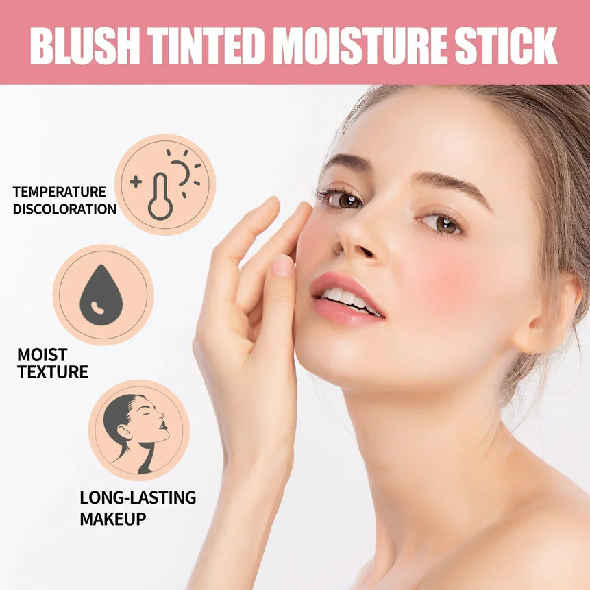 3pcs Red/Pink Silky Matte Pearl Blush Cream Hydrating Lip Waterproof Lasting Cheek Blush Cream Stick Apply Blush Natural Makeup