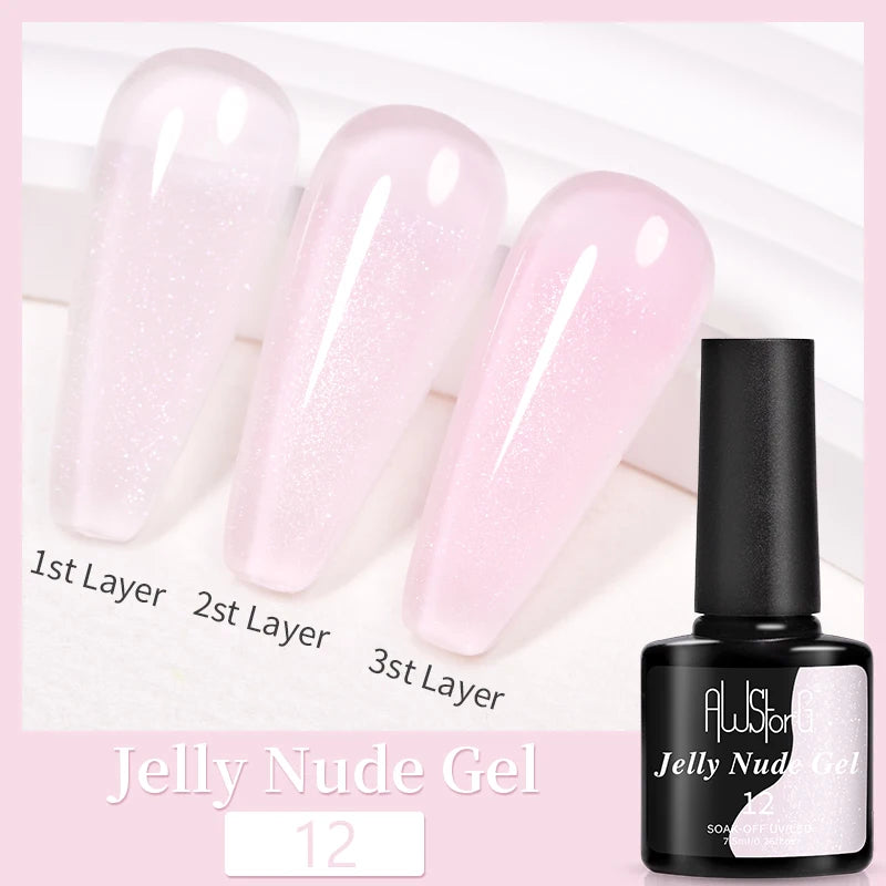 AWStorG  Fiber Rubber Base Gel For Nails UV Gel Polish Semi Permanent Repair Fix Crack Nail Rubber Base Gel Strengthener 15ml