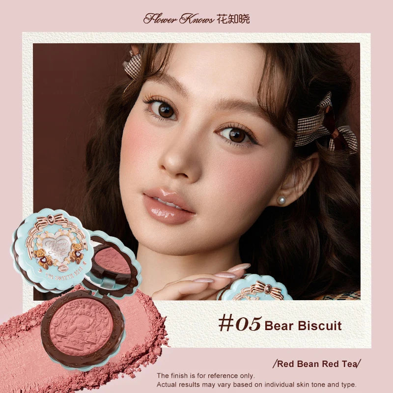 Flower Knows Sweetie Bear Silk Satin Blush Soft Matte Long Lasting Natural Glow Waterproof Buildable Cheek Powder Vegan Makeup