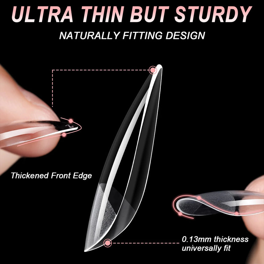 100/600Pcs Short Almond Nail Tips Soft Gel Nail Tips Full Cover False Nail Tips For Acrylic Nails  Salon Home Press On Nails