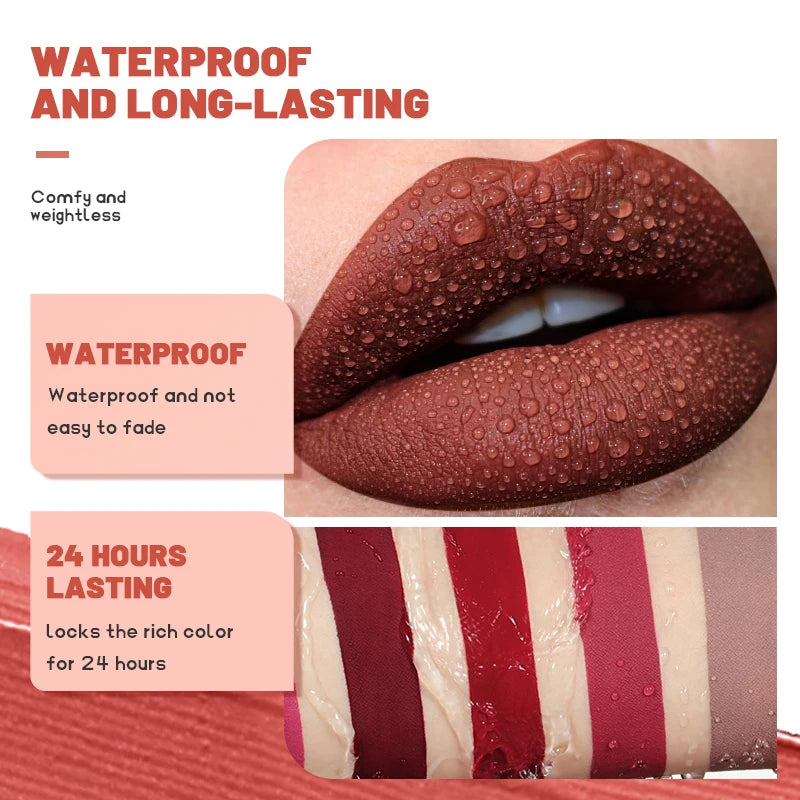 Velvet Matte Red Lipstick, Long Lasting Waterproof Moisturizing Formula, Non-Stick Lip Color for All Skin Tones