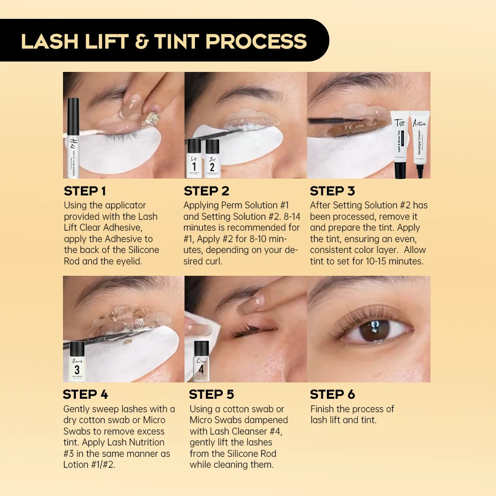 Gollee Lash and Brow Tinting Perm Kit Black Natural Eyelash Lifting Perm Treatment Makeup tools 4-6 Weeks For Lash Curler Perm