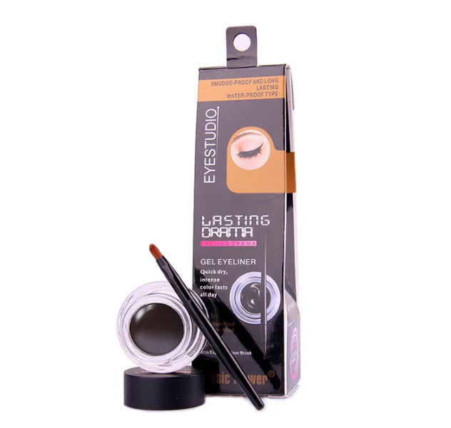 Music Flower Coffee Black Blue Purple Brown 24 Hours Eyeliner Gel Cream Make Up Waterproof Long-wear Eye Liner Brushes Makeup
