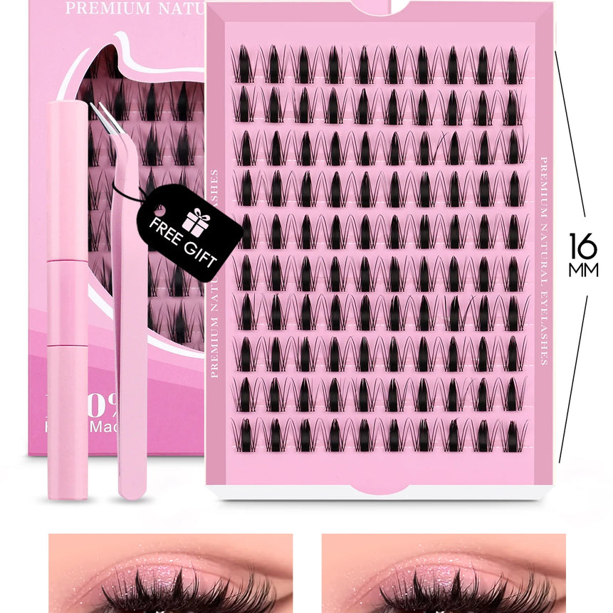 GROINNEYA Cluster Lashes Kit Manga Lashes Natural Eyelash extension Cluster Natural Volume Individual Lashes Mixed Tray Lashes