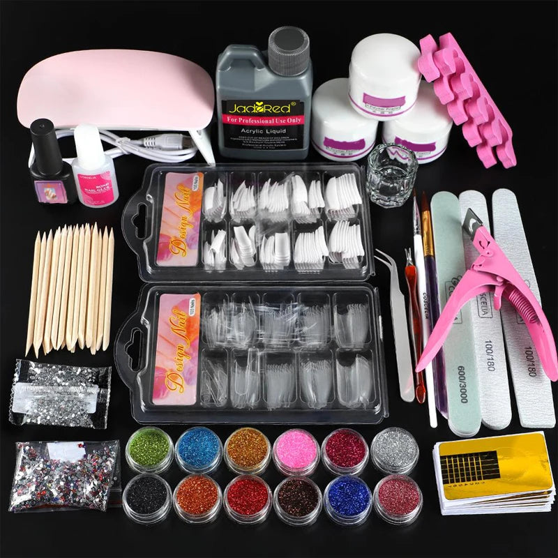 Acrylic Nail Kit Acrylic Powder With Acrylic Liquid For Gel Nails With UV Lamp For Gel Nails Set DIY Gifts For Women